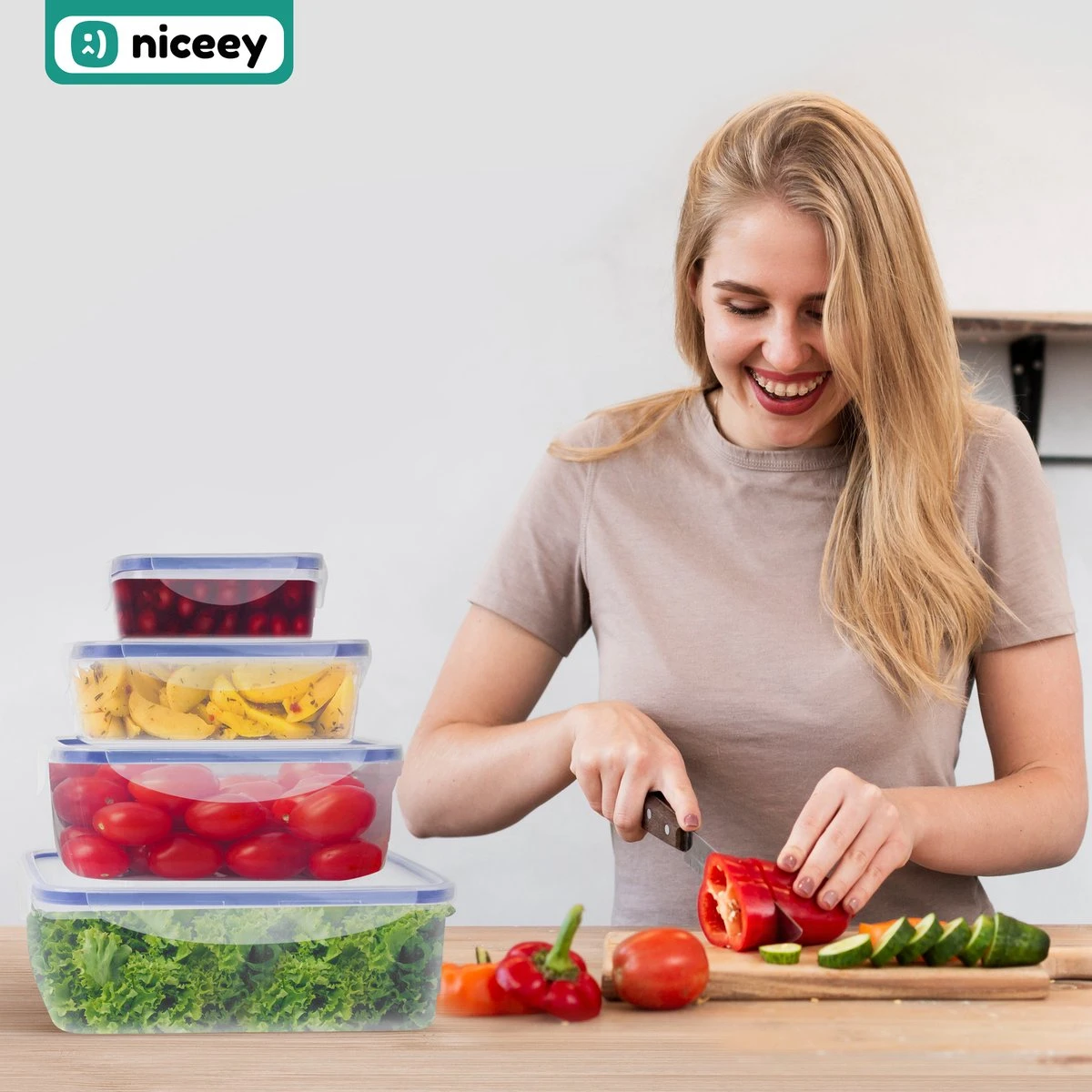 Niceey Meal Prep Bakjes - 8 Stuks - Vershoudbakjes Set Met Deksel - Magnetron Bakjes Met Deksel - Diepvriesbakjes - Plastic 8 Niceey Meal Prep Bakjes - 8 Stuks - Vershoudbakjes Set Met Deksel - Magnetron Bakjes Met Deksel - Diepvriesbakjes - Plastic - Afbeelding 6