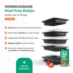 VitalDrive Meal Prep Bakjes - Magnetron Bakjes Met Deksel - Vershoudbakjes Set - Plastic Bakjes - 10 Stuks -Mepal shop 1200x1200 1672
