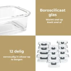 Vershoudbakjes - Meal Prep Bakjes - Diepvriesbakjes - Vershouddoos - Vershoudbakjes Set - Glas - 12 Stuks - BPA Vrij - Stosh -Mepal shop 1200x1200 1681