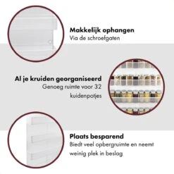 QUVIO Groot Kruidenrek - Staal - Wit - Ophangbaar - Voor 32 Kruidenpotjes - 4 Laags 12 QUVIO Groot Kruidenrek - Staal - Wit - Ophangbaar - Voor 32 Kruidenpotjes - 4 Laags -Mepal shop 1200x1200 1691