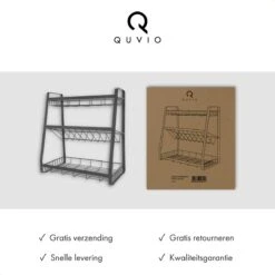 QUVIO Kruidenrek - Keukenrek Staand - Keukenrekje - Keukenrek - Aanrecht Organizer - Metaal - 19 X 35 X 38 Cm -Mepal shop 1200x1200 1706