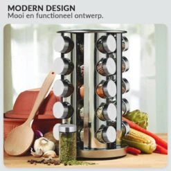 SensaHome 360 Graden Roteerbare Kruidencarrousel - Kruidenrek/Kruidenmolen - 20 Kruidenpotjes - 5 Laags - Draaibaar - 20 Specerijen Potjes - Specerijenmolen -Mepal shop 1200x1200 1736