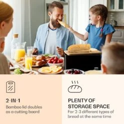 Klarstein Granrosi Oklahoma Broodtrommel - 35,5 X 15,5 X 23 Cm - Brooddoos Met Snijplank - Metaal & Bamboe -Mepal shop 1200x1200 1742
