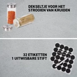 Merkloos Draaibaar Kruidenrek Met 20 Kruidenpotjes - Kruidenrek Staand - Aanrecht Organiser - Glazen Potjes Met Deksel - Inclusief 32 Etiketten En 1 Uitwisbare Stift - Ronde Afwerking - Zwart -Mepal shop 1200x1200 1835