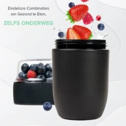 Coninx Yoghurtbeker To Go - Muesli Beker To Go - Lunchbeker - Mueslibeker 640ml (450ml+190ml) - Zwart -Mepal shop 1200x1200 1873