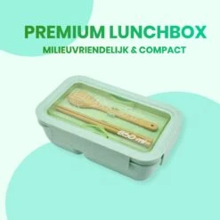 BentoBros® Duurzame Bento Box - Broodtrommel - Lunchtrommel - Lunchbox - Lunchset Voor Kinderen - Brooddoos - Duurzaam Hout - Inclusief Bestek - Voor Volwassenen En Kinderen - 0,85 Liter - Geschikt Voor Magnetron, Vriezer En Vaatwasser - Groen -Mepal shop 1200x1200 1898