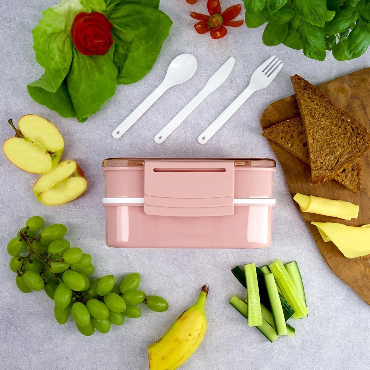 Homra Lunchbox STAQS Pink - Bento Box - 2 Laags Broodtrommel - 3 Compartimenten - Roze - Lunch To Go - Duurzaam Kunststof - BPA Vrij - 3 Vaks Lunchtrommel Voor Volwassenen - Inclusief Bestek - Magnetron, Diepvries, Vaatwasser Bestendig - Vers Houden 6 Homra Lunchbox STAQS Pink - Bento Box - 2 Laags Broodtrommel - 3 Compartimenten - Roze - Lunch To Go - Duurzaam Kunststof - BPA Vrij - 3 Vaks Lunchtrommel Voor Volwassenen - Inclusief Bestek - Magnetron, Diepvries, Vaatwasser Bestendig - Vers Houden - Afbeelding 4