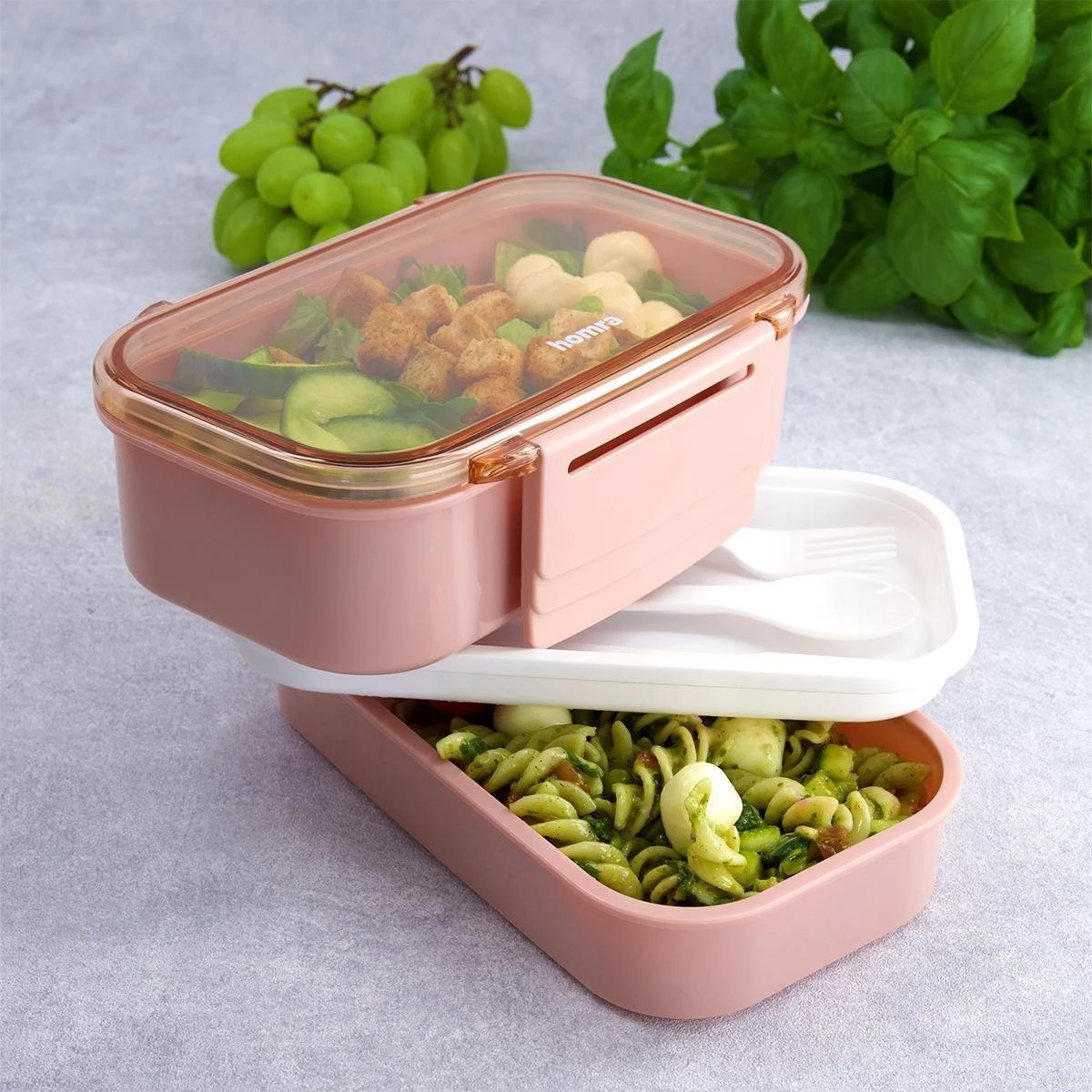 Homra Lunchbox STAQS Pink - Bento Box - 2 Laags Broodtrommel - 3 Compartimenten - Roze - Lunch To Go - Duurzaam Kunststof - BPA Vrij - 3 Vaks Lunchtrommel Voor Volwassenen - Inclusief Bestek - Magnetron, Diepvries, Vaatwasser Bestendig - Vers Houden 15 Homra Lunchbox STAQS Pink - Bento Box - 2 Laags Broodtrommel - 3 Compartimenten - Roze - Lunch To Go - Duurzaam Kunststof - BPA Vrij - 3 Vaks Lunchtrommel Voor Volwassenen - Inclusief Bestek - Magnetron, Diepvries, Vaatwasser Bestendig - Vers Houden - Afbeelding 13