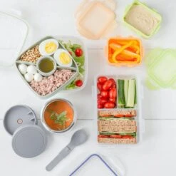 Lock&Lock Saladebox - Salade Lunchbox To Go - Salade To Go - 950 Ml - Lekvrij - Met Verdeelvakjes - Groen -Mepal shop 1200x1200 1923