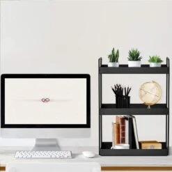 Merkloos 3 Tier Staande Planken Keuken Onder Kast Plank Douche Plank Badkamer Werkblad Organizer Ijdelheid Lade Cosmetica & Make-up Opslag Kruidenrek Zwart -Mepal shop 1200x1200 2005