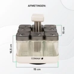 Coninx Kruidenrek Staand - Draaiend Kruidenrek Met Glazen Potjes - Kruidencarrousel Draaibaar - 8 Kruidenpotjes - Wit / RVS 17 Coninx Kruidenrek Staand - Draaiend Kruidenrek Met Glazen Potjes - Kruidencarrousel Draaibaar - 8 Kruidenpotjes - Wit / RVS -Mepal shop 1200x1200 2013