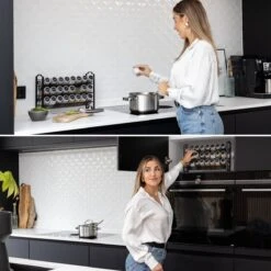 Deleca Kruidenrek Organizer Met 24 Kruidenpotjes - Vierkant - Strooideksel & Labels - Ophangbaar Of Staand - Industrieel / Zwart -Mepal shop 1200x1200 2025