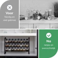 Deleca Kruidenrek Organizer Met 24 Kruidenpotjes - Vierkant - Strooideksel & Labels - Ophangbaar Of Staand - Industrieel / Zwart -Mepal shop 1200x1200 2027