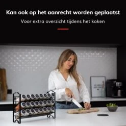 Deleca Kruidenrek Organizer Met 24 Kruidenpotjes - Vierkant - Strooideksel & Labels - Ophangbaar Of Staand - Industrieel / Zwart -Mepal shop 1200x1200 2030