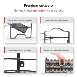 Deleca Kruidenrek Organizer Met 24 Kruidenpotjes - Vierkant - Strooideksel & Labels - Ophangbaar Of Staand - Industrieel / Zwart -Mepal shop 1200x1200 2033