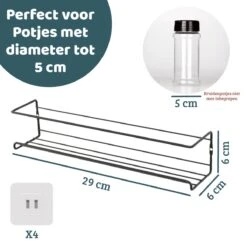 Mmoods Kruidenrek Ophangbaar Zonder Boren - 2 Laags Voor 16 Kruidenpotjes - Speciaal Voor Muur, Wandkast, Kastdeur - Hangende Kruidenorganizer Keuken - Keukenaccessoires -Mepal shop 1200x1200 2038
