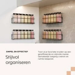 Noswo Kruidenrek Ophangbaar - Voor 24 Kruidenpotjes - 4 Stuks - Keukenrek Hangend - RVS - Zwart -Mepal shop 1200x1200 2041