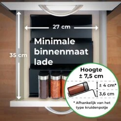 Goedewaere Kruidenrek Lade - 6 Stuks - Keuken Organizers - Keukenlade Organiser - Kruiden Organizer - Uitschuifbaar - Kunststof -Mepal shop 1200x1200 2075