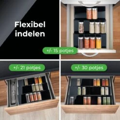 Goedewaere Kruidenrek Lade - 6 Stuks - Keuken Organizers - Keukenlade Organiser - Kruiden Organizer - Uitschuifbaar - Kunststof -Mepal shop 1200x1200 2076