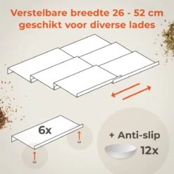 Goedewaere Kruidenrek Lade - 6 Stuks - Keuken Organizers - Keukenlade Organiser - Kruiden Organizer - Uitschuifbaar - Kunststof -Mepal shop 1200x1200 2079
