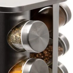 Pazzo Goods - Kruidenrek Staand - Kruidenrek Met Potjes - Zilver - RVS - Kruidenrek Draaibaar - 20 Kruidenpotjes - Inclusief Stickers & Stift - Kruiden Carrousel -Mepal shop 1200x1200 2082