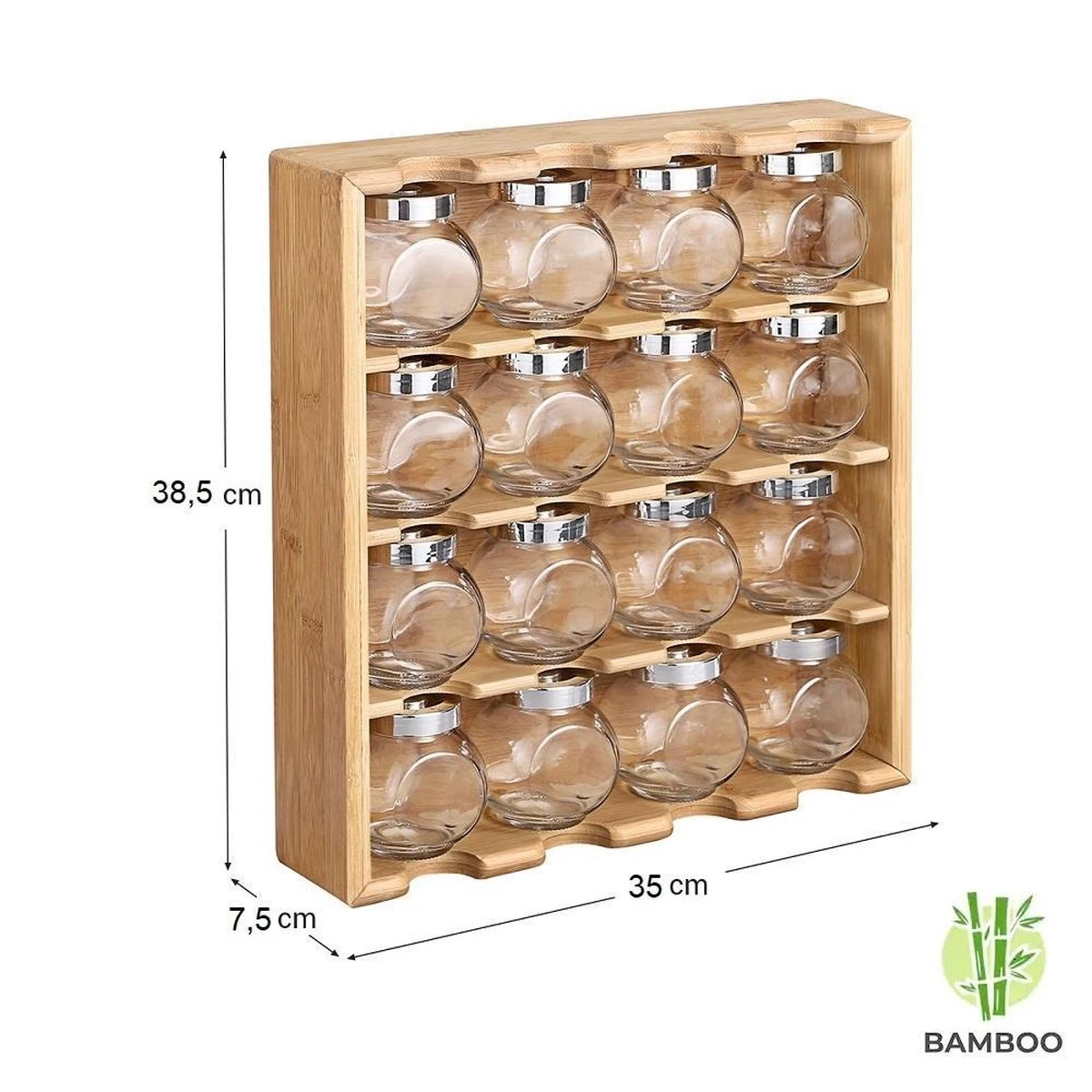 Merkloos Decopatent® Kruidenrekje Ophangbaar - Kruidenrek Inclusief 16 Kruidenpotjes - Bamboe Hout - 4 Laags 7 Merkloos Decopatent® Kruidenrekje Ophangbaar - Kruidenrek Inclusief 16 Kruidenpotjes - Bamboe Hout - 4 Laags - Afbeelding 5