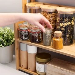 Navaris Keukenrek Met 3 Planken - Verstelbaar Kruidenrek Van Bamboe - Staand - Stevige Constructie - Natuurlijk Bamboehout - Waterafstotend -Mepal shop 1200x1200 2092