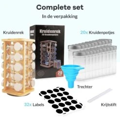 LuZana® Draaibaar Kruidenrek Staand Met Potjes - Bamboe- 20 Kruidenpotjes Met Strooideksel – Incl. Labels, Krijtstift En Trechter 14 LuZana® Draaibaar Kruidenrek Staand Met Potjes - Bamboe- 20 Kruidenpotjes Met Strooideksel – Incl. Labels, Krijtstift En Trechter -Mepal shop 1200x1200 2101