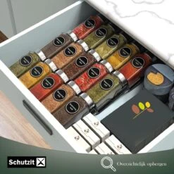 Schutzit - Kruidenrek Lade - Metaal - Zwart - 3 Lagen - Kruiden Organizer Liggend Ladeinzet -Mepal shop 1200x1200 2111