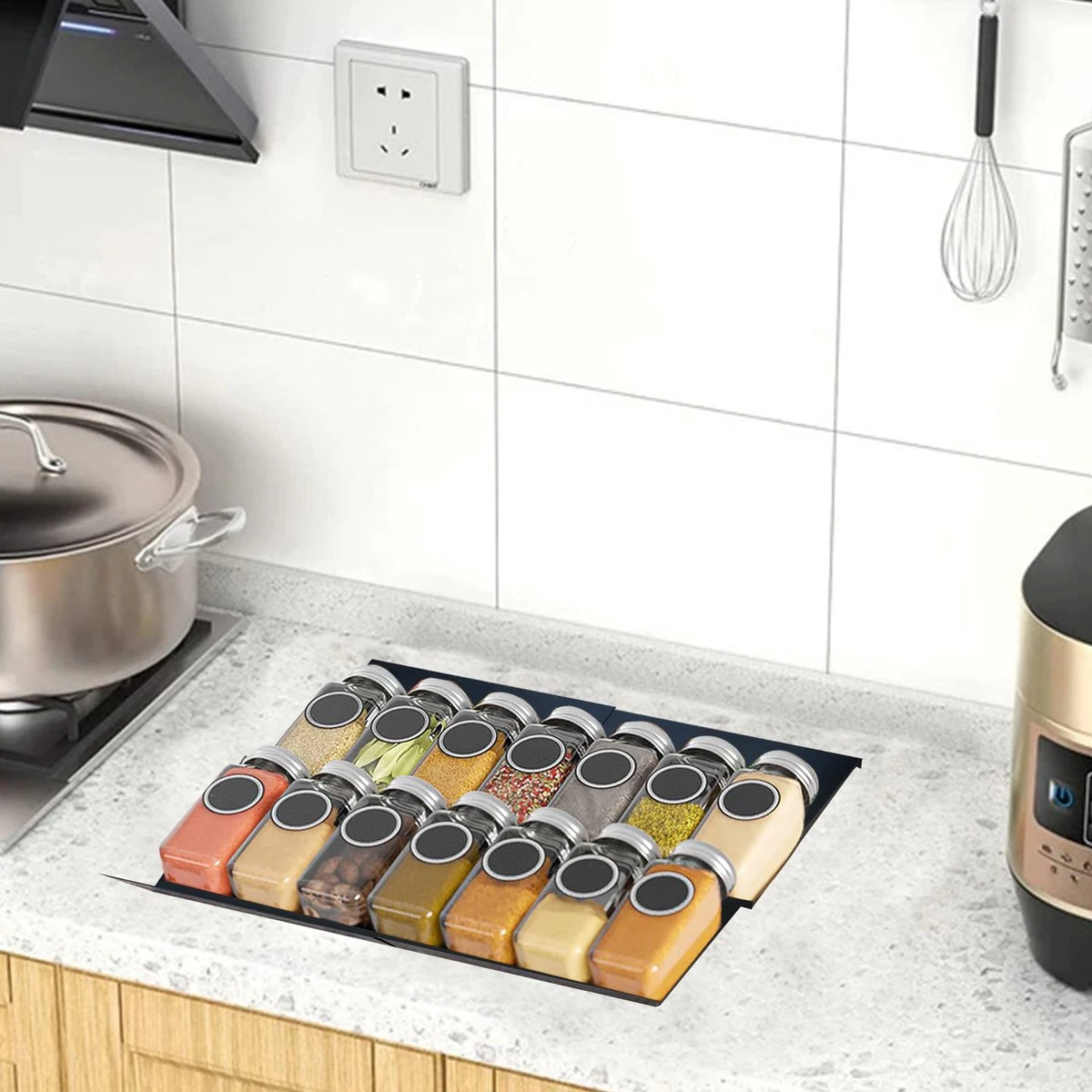 Kitchenful Kruidenrek Lade - Kruiden Organiser - 6 Stuks - Zwart - Verstelbaar - Metaal - Kruiden Opberger 5 Kitchenful Kruidenrek Lade - Kruiden Organiser - 6 Stuks - Zwart - Verstelbaar - Metaal - Kruiden Opberger - Afbeelding 3