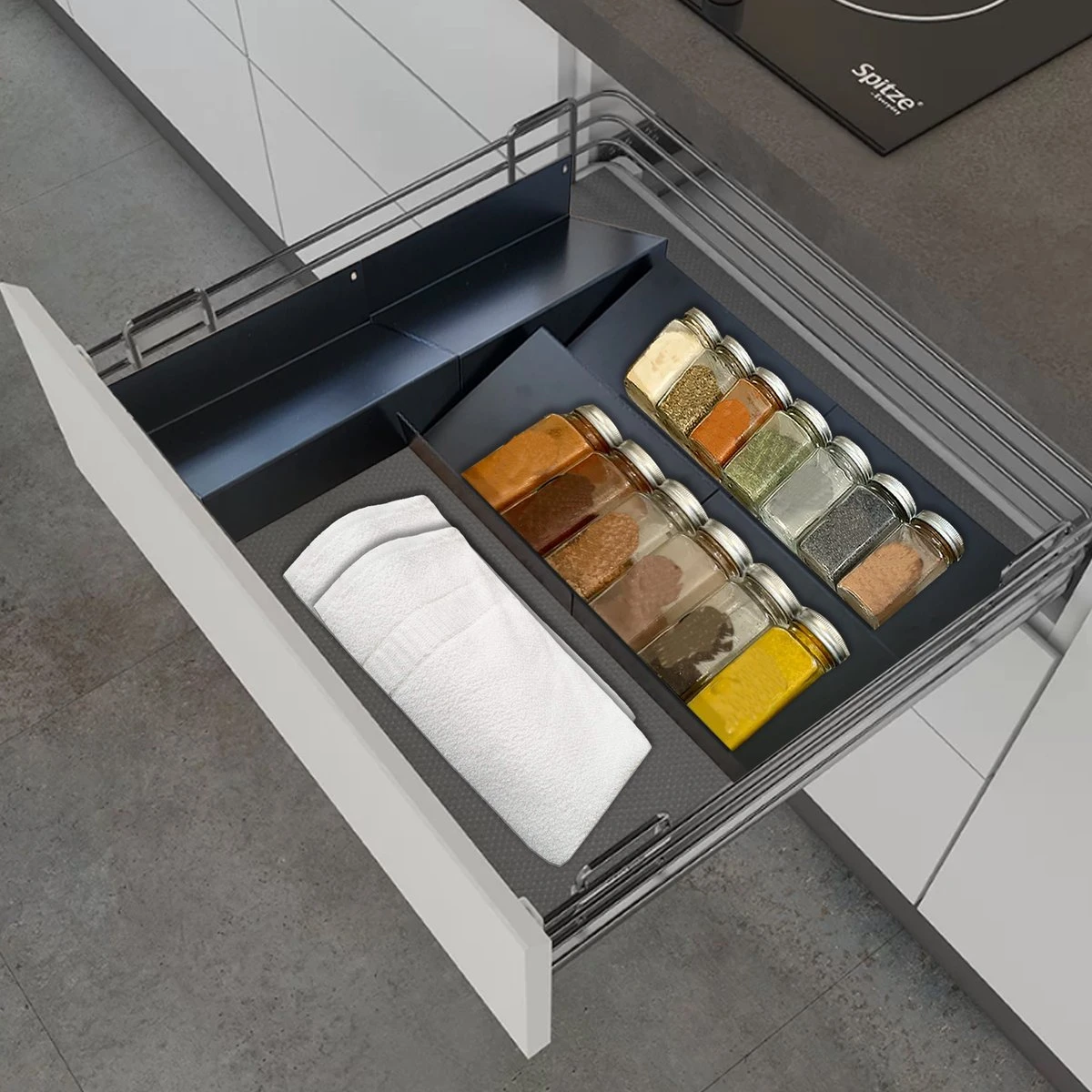 Kitchenful Kruidenrek Lade - Kruiden Organiser - 6 Stuks - Zwart - Verstelbaar - Metaal - Kruiden Opberger 6 Kitchenful Kruidenrek Lade - Kruiden Organiser - 6 Stuks - Zwart - Verstelbaar - Metaal - Kruiden Opberger - Afbeelding 4