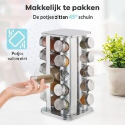 LuZana® Draaibaar Kruidenrek -RVS- Staand Met Potjes - 20 Kruidenpotjes Met Strooideksel – Incl. Labels, Krijtstift En Trechter 13 LuZana® Draaibaar Kruidenrek -RVS- Staand Met Potjes - 20 Kruidenpotjes Met Strooideksel – Incl. Labels, Krijtstift En Trechter -Mepal shop 1200x1200 2136