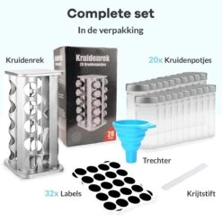 LuZana® Draaibaar Kruidenrek -RVS- Staand Met Potjes - 20 Kruidenpotjes Met Strooideksel – Incl. Labels, Krijtstift En Trechter 15 LuZana® Draaibaar Kruidenrek -RVS- Staand Met Potjes - 20 Kruidenpotjes Met Strooideksel – Incl. Labels, Krijtstift En Trechter -Mepal shop 1200x1200 2138