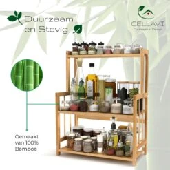 Cellavi Duurzaam Kruidenrek Staand Van Bamboe - Keukenrek Verstelbaar - Keuken Accessoires - Stevige Constructie - Multifunctioneel En Waterafstotend -Mepal shop 1200x1200 2142