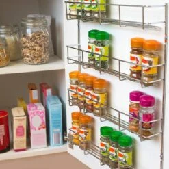 KitchenBrothers Ophangbaar Kruidenrek Voor 32 Kruidenpotjes - Spice Rack – Keuken Rek - Kruiden Organizer - Specerijen Opbergen - 4 Laags - 40 X 6.3 X 50 Cm - RVS -Mepal shop 1200x1200 2154