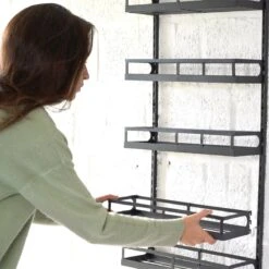 Soome Viljo - Kruidenrek Ophangbaar - Keukenrek - Wandrek - Keuken Organizer - 5 Laags - Verstelbaar - Staal - Zwart - H85xB42.5cm -Mepal shop 1200x1200 2168