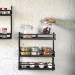 Soome Viljo - Kruidenrek Ophangbaar - Keukenrek - Wandrek - Keuken Organizer - 5 Laags - Verstelbaar - Staal - Zwart - H85xB42.5cm -Mepal shop 1200x1200 2169