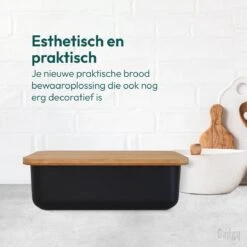 Gadgy Broodtrommel Met Bamboe Deksel – Brooddoos Met Snijplank - 36x19.5x11.5 Cm- Zwart -Mepal shop 1200x1200 2210