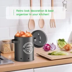 Professionele Bewaardozen - Set Van 3 - Voor Aardappels, Uien En Knoflook - Retro Design - Voorraadcontainer Van Metaal - Keukenopslag - Groentes Bewaren Voor Lange Tijd - Perfect Cadeau Voor In De Keuken -Mepal shop 1200x1200 2236