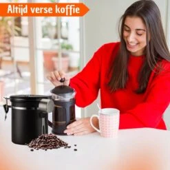 Koffie Bewaarbus Luchtdicht Met CO2 Uitlaat - Koffieblik Bewaarblik Voor 500 Gr Koffiebonen - Zwart - 1.2L -Mepal shop 1200x1200 2249