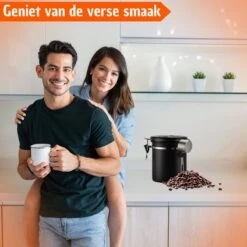 Koffie Bewaarbus Luchtdicht Met CO2 Uitlaat - Koffieblik Bewaarblik Voor 500 Gr Koffiebonen - Zwart - 1.2L -Mepal shop 1200x1200 2250