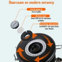 Koffie Bewaarbus Luchtdicht Met CO2 Uitlaat - Koffieblik Bewaarblik Voor 500 Gr Koffiebonen - Zwart - 1.2L -Mepal shop 1200x1200 2251