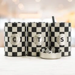Industrial Living Voorraadblikken – Voorraadbussen Koffie Thee Suiker – Bewaarblik – Checkerboard – Voorraadpot Geblokt Voor Koek – Metaal - Set Van 3 – Zwart - Wit 7 Industrial Living Voorraadblikken – Voorraadbussen Koffie Thee Suiker – Bewaarblik – Checkerboard – Voorraadpot Geblokt Voor Koek – Metaal - Set Van 3 – Zwart - Wit -Mepal shop 1200x1200 2287