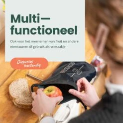 BROODNODIG® - Herbruikbare Boterhamzak - Van 100% Gerecyclede PET-flessen - Ideaal Als Diepvrieszakjes - Lunchzak - Herbruikbaar Boterhamzakje - Foodwrap - Lunchbox - 30x20cm - Zwart -Mepal shop 1200x1200 2344