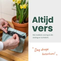 BROODNODIG® - Herbruikbare Boterhamzak - Van 100% Gerecyclede PET-flessen - Ideaal Als Diepvrieszakjes - Lunchzak - Herbruikbaar Boterhamzakje - Foodwrap - Lunchbox - 30x20cm - Zwart -Mepal shop 1200x1200 2349