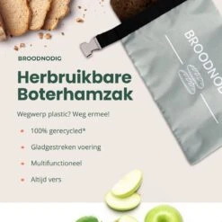 BROODNODIG® - Herbruikbare Boterhamzak - Van 100% Gerecyclede PET-flessen - Ideaal Als Diepvrieszakjes - Lunchzak - Herbruikbaar Boterhamzakje - Foodwrap - Lunchbox - 30x20cm - Pastel Groen -Mepal shop 1200x1200 2366