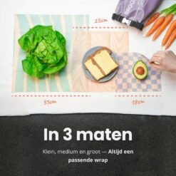 BROODNODIG® - Bijenwas Wraps (Bijenwas Doek) - Set Van 4 - 1S, 2M, 1L - Foodwrap - Beeswax Wraps - Bee Wrap - Beewax - Bijenwasdoek - Zero Waste - Duurzaam Cadeau - Herbruikbaar Boterhamzakje -Mepal shop 1200x1200 2380
