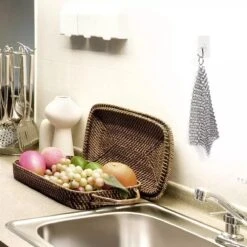 LOUZIR RVS Gietijzer Cleaner Voor Pannen - Metalen Borstel- Scrubmat- Zilver -Mepal shop 1200x1200 256