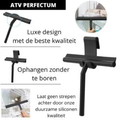 ATV PERFECTUM Douchewisser Zwart Met Ophangsysteem - Raamwisser- Trekker Douche - Silicone - 21cm X 16cm - Badkamer Accessoires - Douchewisser -Mepal shop 1200x1200 35
