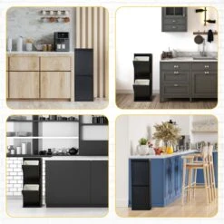 VEEHAUS – Allen - Prullenbak 2 Vakken – Afvalemmer 30 Liter (2x 15L) – Zwart - 2-vaks Prullenbak Afvalscheiding – Afvalbak Metaal – Hygiënisch Recyclen - Afval Scheiden - Prullenbak -Mepal shop 1200x1200 415